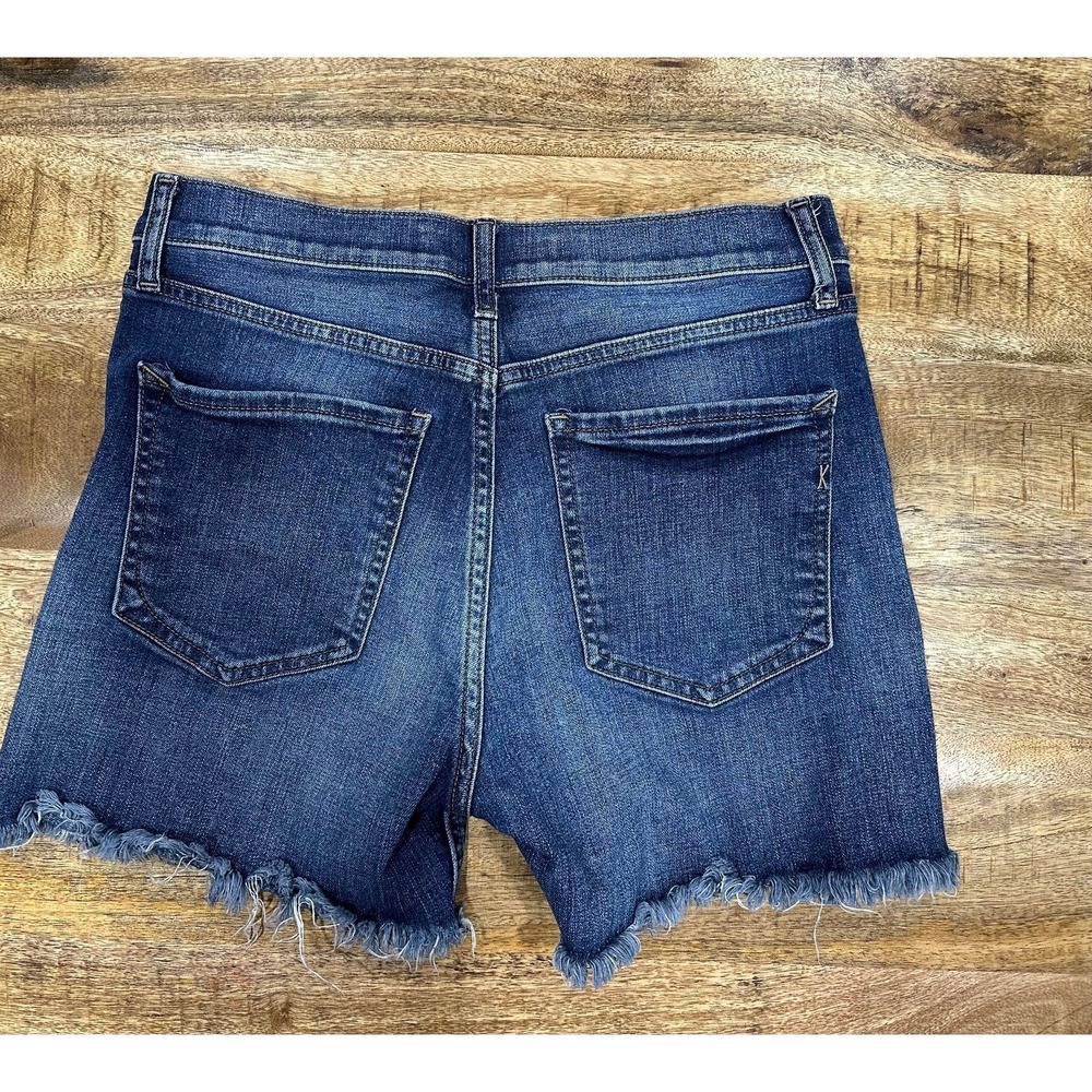 Express Vintage High Rise Woman's MIDI denim cutoff shorts Y2K look - Picture 2 of 5